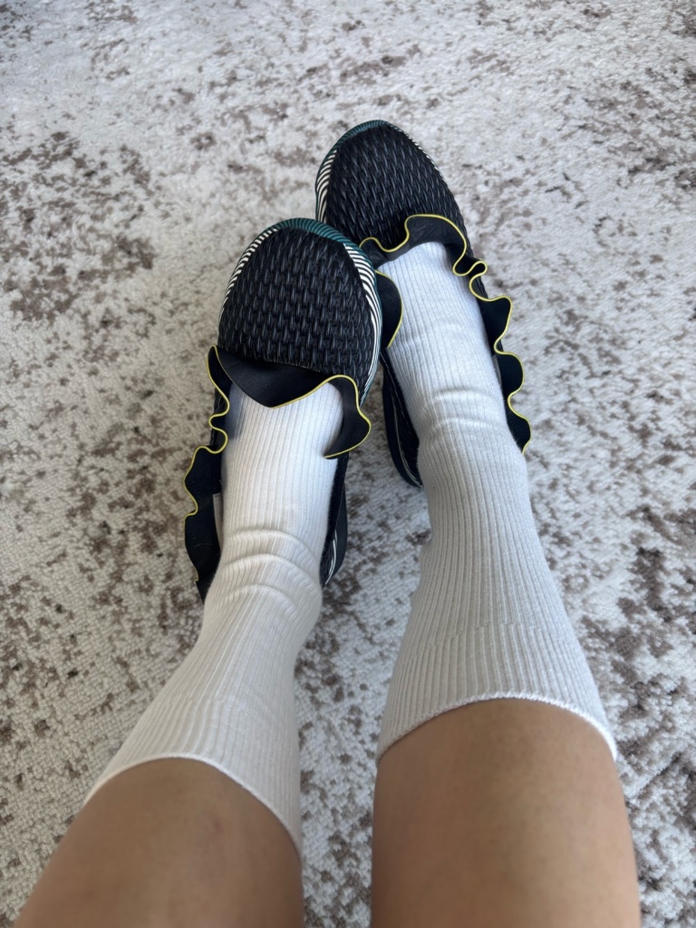 Fendi Ruffle Trim Nappa Leather Slip-On Sneakers - Black with Yellow Piping - Picture 10 of 10